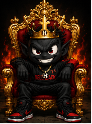 HELLNBACK mascot on throne
